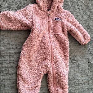 Patagonia Pink Plush Sherpa Kids One-Piece Bunting